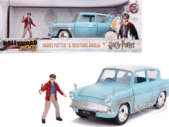 1959 Ford Anglia Light Blue Weathered Harry Potter Diecast Figurine 1/24 Diecast Model Car Jada 31127