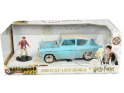 1959 Ford Anglia Light Blue Weathered Harry Potter Diecast Figurine 1/24 Diecast Model Car Jada 31127
