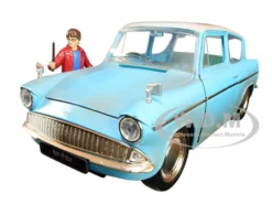 1959 Ford Anglia Light Blue Weathered Harry Potter Diecast Figurine 1/24 Diecast Model Car Jada 31127