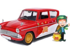 1959 Ford Anglia Red White Lucky the Leprechaun Diecast Figurine Lucky Charms 1/24 Diecast Model Car Jada 32200