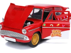1959 Ford Anglia Red White Lucky the Leprechaun Diecast Figurine Lucky Charms 1/24 Diecast Model Car Jada 32200