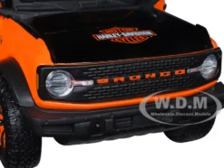 2021 Ford Bronco Badlands Orange Black Harley Davidson H-D Custom Series 1/24 Diecast Car Model Maisto 32272or