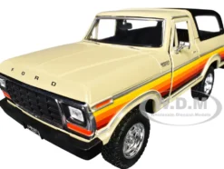 1978 Ford Bronco Custom Cream with Stripes and Black Top 