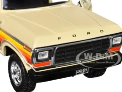 1978 Ford Bronco Custom Cream with Stripes and Black Top 