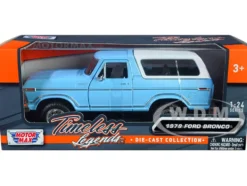 1978 Ford Bronco Custom Light Blue White Timeless Legends Series 1/24 Diecast Model Car Motormax 79373