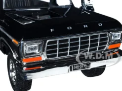 1978 Ford Bronco Custom Open Top Black Timeless Legends Series 1/24 Diecast Model Car Motormax 79374
