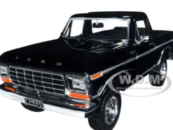 1978 Ford Bronco Custom Open Top Black Timeless Legends Series 1/24 Diecast Model Car Motormax 79374