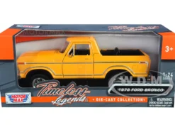 1978 Ford Bronco Custom Open Top Yellow with Timeless Legends Series 1/24 Diecast Model Car Motormax 79374y