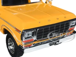 1978 Ford Bronco Custom Open Top Yellow with Timeless Legends Series 1/24 Diecast Model Car Motormax 79374y