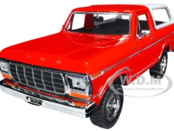 1978 Ford Bronco Custom Red White Timeless Legends Series 1/24 Diecast Model Car Motormax 79373