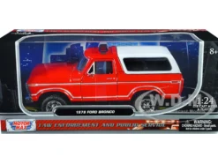 1978 Ford Bronco Fire Department Unmarked Red Law Enforcement and Public Service Series 1/24 Diecast Model Car Motormax 76983r