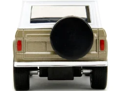 1973 Ford Bronco Gold Metallic with White Top and Groot Diecast Figure Guardians of the Galaxy Marvel Series 1/32 Diecast Model Car Jada 34415