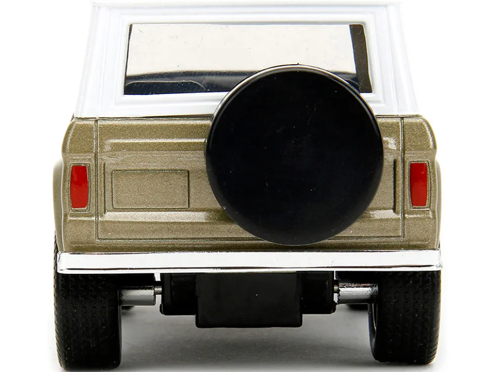 1973 Ford Bronco Gold Metallic with White Top and Groot Diecast Figure Guardians of the Galaxy Marvel Series 1/32 Diecast Model Car Jada 34415
