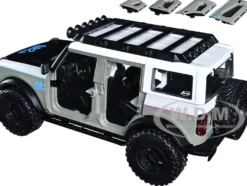 2021 Ford Bronco Gray and White with Matt Black Hood with Roof Rack M2 Motoring Just Trucks Series 1/24 Diecast Model Car Jada 33299