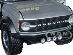2021 Ford Bronco Gray Metallic KC HiLiTES Extra Wheels Just Trucks Series 1/24 Diecast Model Car Jada 33852