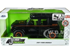2021 Ford Bronco Matt Black Orange Stripes Roof Rack Addictive Desert Designs Just Trucks Series 1/24 Diecast Model Car Jada 34287