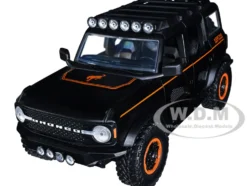 2021 Ford Bronco Matt Black Orange Stripes Roof Rack Addictive Desert Designs Just Trucks Series 1/24 Diecast Model Car Jada 34287
