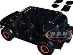 2021 Ford Bronco Matt Black Orange Stripes Roof Rack Addictive Desert Designs Just Trucks Series 1/24 Diecast Model Car Jada 34287