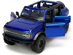 2021 Ford Bronco Open-Top Candy Blue Metallic with Extra Wheels "Just Trucks" Series 1/24 Diecast Model Car by Jada
