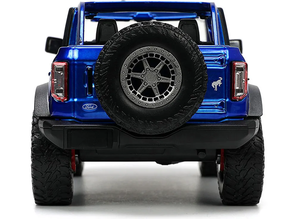 2021 Ford Bronco Open-Top Candy Blue Metallic with Extra Wheels "Just Trucks" Series 1/24 Diecast Model Car by Jada