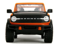 2021 Ford Bronco Open-Top Orange with Black Stripes and Hood with Extra Wheels 