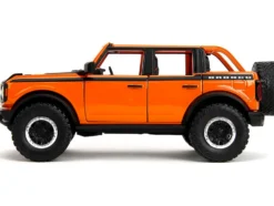 2021 Ford Bronco Open-Top Orange with Black Stripes and Hood with Extra Wheels 