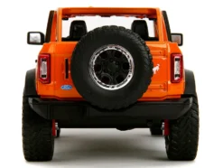 2021 Ford Bronco Open-Top Orange with Black Stripes and Hood with Extra Wheels 