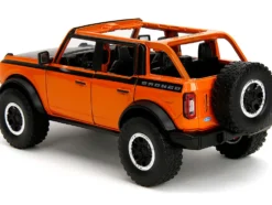2021 Ford Bronco Open-Top Orange with Black Stripes and Hood with Extra Wheels 