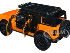 2021 Ford Bronco Orange Black Stripes Roof Rack Just Trucks Series 1/24 Diecast Model Car Jada 34289