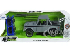 1973 Ford Bronco Pickup Truck Gray Black Stripes Extra Wheels Just Trucks Series 1/24 Diecast Model Car Jada 33849