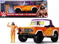 1973 Ford Bronco Pickup Truck Macho Man Randy Savage Diecast Figurine WWE 1/24 Diecast Model Car Jada 32046
