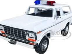 1978 Ford Bronco Police Car Unmarked White Law Enforcement and Public Service Series 1/24 Diecast Model Car Motormax 76983w