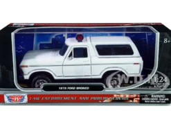1978 Ford Bronco Police Car Unmarked White Law Enforcement and Public Service Series 1/24 Diecast Model Car Motormax 76983w