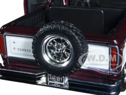 1978 Ford Bronco Ranger XLT Open Top Spare Tire Burgundy Metallic White Timeless Legends Series 1/24 Diecast Model Car Motormax 79372