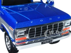 1978 Ford Bronco Ranger XLT Open Top Spare Tire Blue Metallic Silver Timeless Legends Series 1/24 Diecast Model Car Motormax 79372