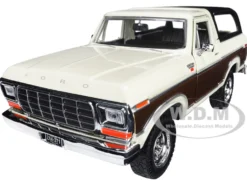 1978 Ford Bronco Ranger XLT Spare Tire Cream Brown Black Camper Shell Timeless Legends Series 1/24 Diecast Model Car Motormax 79371