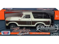 1978 Ford Bronco Ranger XLT Spare Tire Cream Brown Black Camper Shell Timeless Legends Series 1/24 Diecast Model Car Motormax 79371