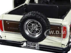 1978 Ford Bronco Ranger XLT Spare Tire Cream Brown Black Camper Shell Timeless Legends Series 1/24 Diecast Model Car Motormax 79371