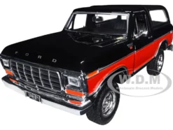 1978 Ford Bronco Ranger XLT Spare Tire Black Red Timeless Legends Series 1/24 Diecast Model Car Motormax 79371