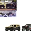 Ford Bronco R Gold Metallic and Black and 2017 Ford F-150 Raptor Pickup Truck #17 Black with Stripes "Car Culture" Set of 2 Cars Diecast Model Cars by Hot Wheels