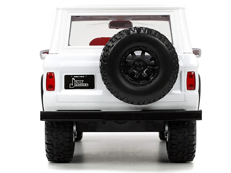 1973 Ford Bronco #008 White with Red and Black Stripes and Red Interior with Extra Wheels Just Trucks Series 1/24 Diecast Model Car Jada 34181