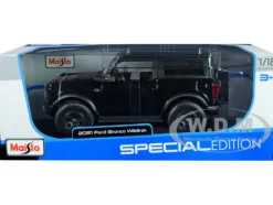2021 Ford Bronco Wildtrak Black Metallic with Dark Gray Top Special Edition 1/18 Diecast Model Car Maisto 31456bk