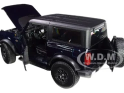 2021 Ford Bronco Wildtrak Dark Blue Metallic Dark Gray Top Special Edition 1/18 Diecast Model Car Maisto 31456