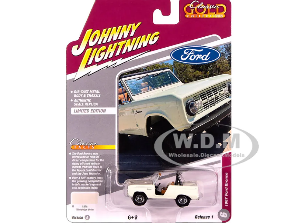 1967 Ford Bronco Wimbledon White "Classic Gold Collection" 1/64 Diecast Model Car by Johnny Lightning