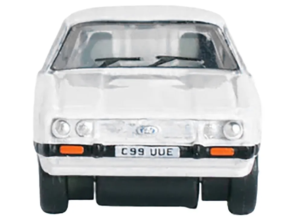 Ford Capri Mk3 RHD (Right Hand Drive) Diamond White with Black Stripes 1/148 (N) Scale Diecast Model Car by Oxford Diecast