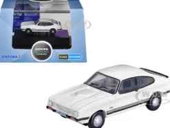 Ford Capri Mk3 RHD (Right Hand Drive) Diamond White with Black Stripes 1/148 (N) Scale Diecast Model Car by Oxford Diecast