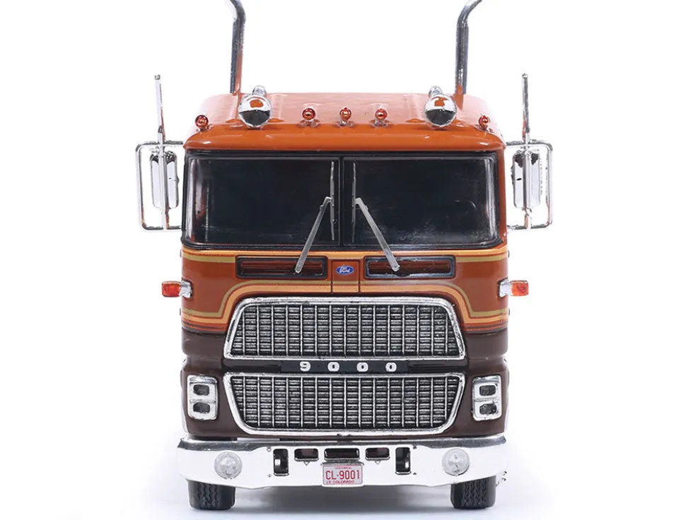 1976 Ford CL 9000 Truck Tractor Brown Two-Tone with Graphics 1/64 Diecast Model by IXO Models