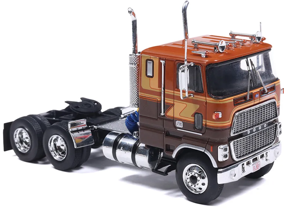 1976 Ford CL 9000 Truck Tractor Brown Two-Tone with Graphics 1/64 Diecast Model by IXO Models
