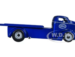 1947 Ford COE Flatbed Truck Dark Blue Metallic White Top The Famous Motor Cars Extra Wheels Just Trucks Series 1/24 Diecast Model Jada 33853