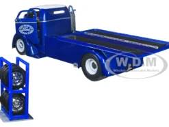1947 Ford COE Flatbed Truck Dark Blue Metallic White Top The Famous Motor Cars Extra Wheels Just Trucks Series 1/24 Diecast Model Jada 33853